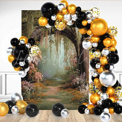 Lofaris Enchanted Forest Path Backdrop Wisteria Arch and Wildflowers for Fairytale Portrait