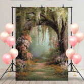 Lofaris Enchanted Forest Path Backdrop Wisteria Arch and Wildflowers for Fairytale Portrait