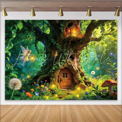 Lofaris Enchanted Forest Photography Backdrop with Fairy and Treehouse Magical Woodland Background for Kids Photoshoot