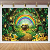 Lofaris Enchanted Forest St Patricks Day Backdrop Rainbow Pot of Gold Tree House Spring Photography Background