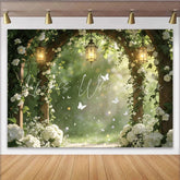Lofaris Enchanted Garden Photography Backdrop with White Flowers Beautiful Studio Background for Romantic Photoshoot