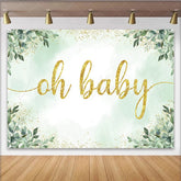Lofaris Eucalyptus Greenery and Gold Glitter Baby Shower Backdrop Elegant Oh Baby Party Decoration