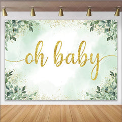 Lofaris Eucalyptus Greenery and Gold Glitter Baby Shower Backdrop Elegant Oh Baby Party Decoration