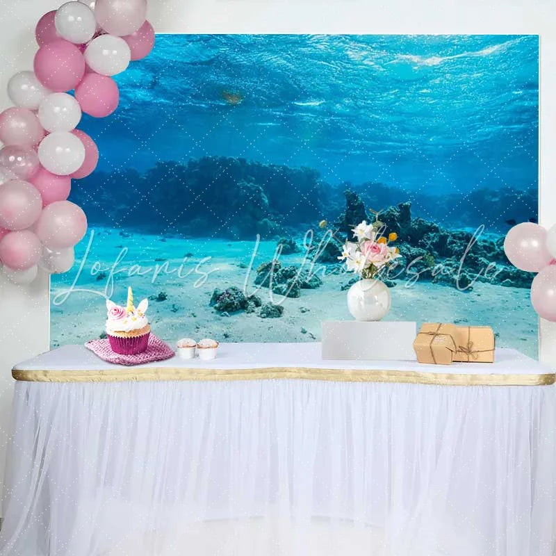 Lofaris Exotic Coral Reef and Sandy Seabed Photography Backdrop Turquoise Ocean Underwater Nature Background