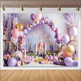 Lofaris Fairytale Pink Castle Photography Backdrop Princess Balloon Arch Photo Background