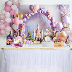 Lofaris Fairytale Pink Castle Photography Backdrop Princess Balloon Arch Photo Background