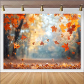 Lofaris Falling Orange Leaves Autumn Forest Photography Backdrop Beautiful Natural Scenery Background for Studio Photoshoot