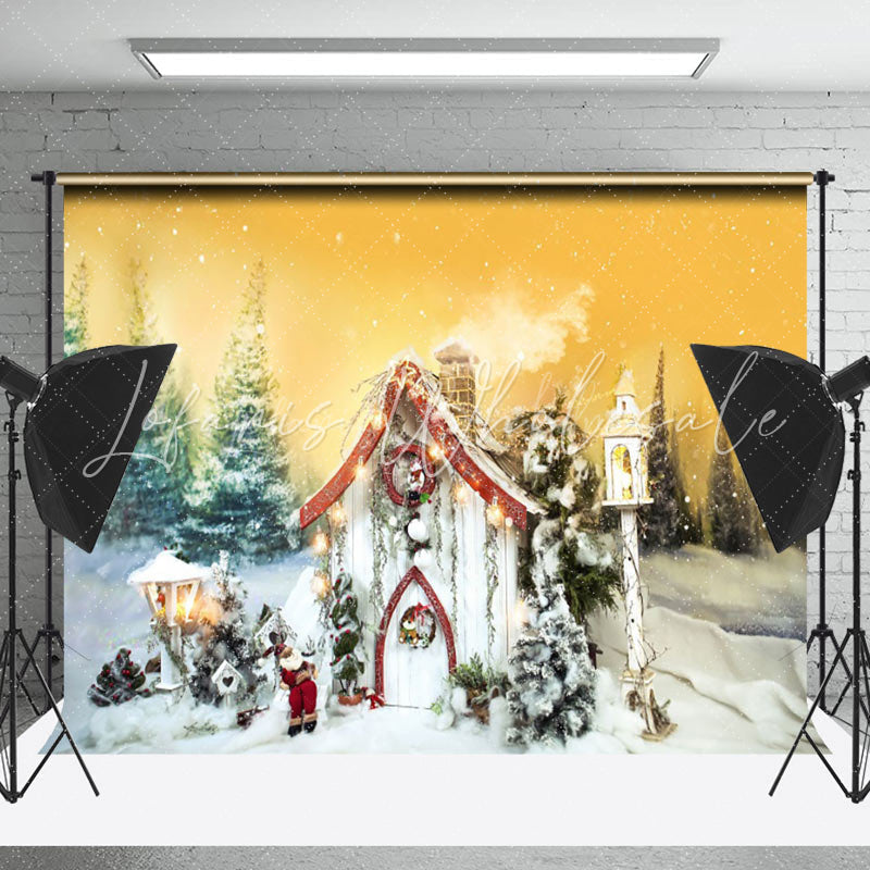 Lofaris Fantasy Forest Fairy Santa Cabin Christmas Backdrop