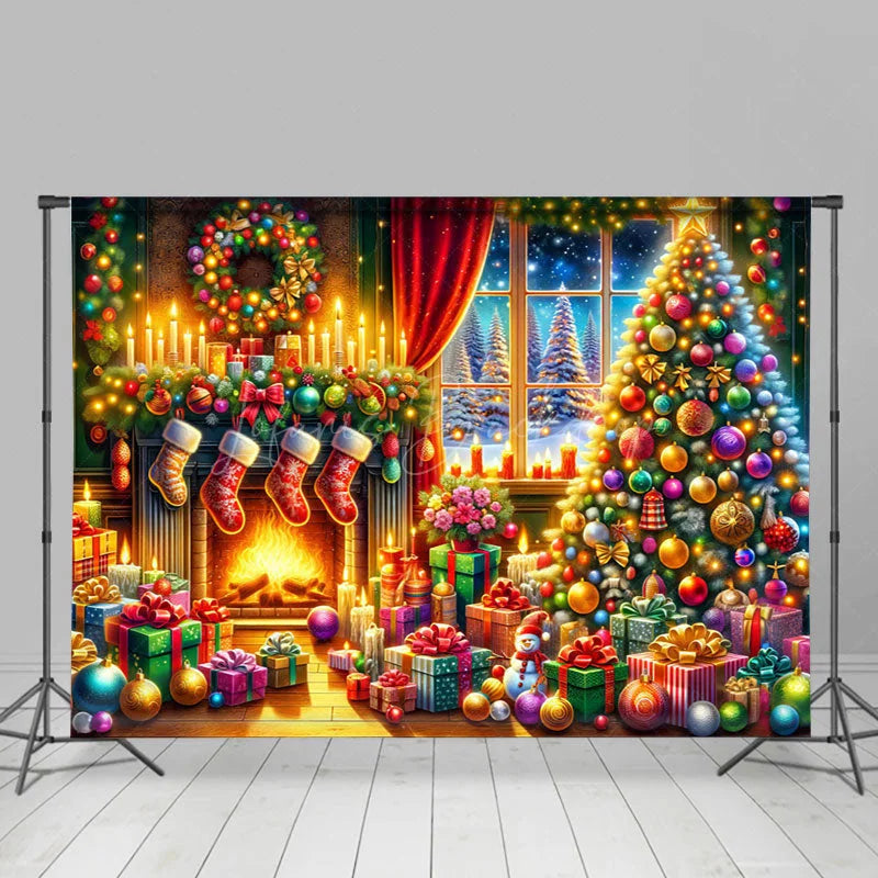 Lofaris Festive Bright Lighted Warm Christmas Vibe Backdrop