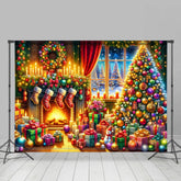Lofaris Festive Bright Lighted Warm Christmas Vibe Backdrop