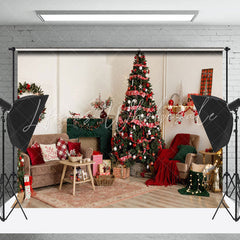 Lofaris Festive Christmas Log Style Dining Room Backdrop