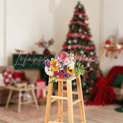 Lofaris Festive Christmas Log Style Dining Room Backdrop
