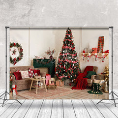 Lofaris Festive Christmas Log Style Dining Room Backdrop