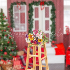 Lofaris Festive Red Walls Tree Gifts And Post Box Backdrop