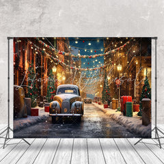 Lofaris Festive Snowy Town Street Lights Christmas Backdrop