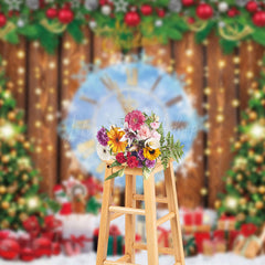 Lofaris Festive Wooden Wall Leaves Clock Christmas Backdrop