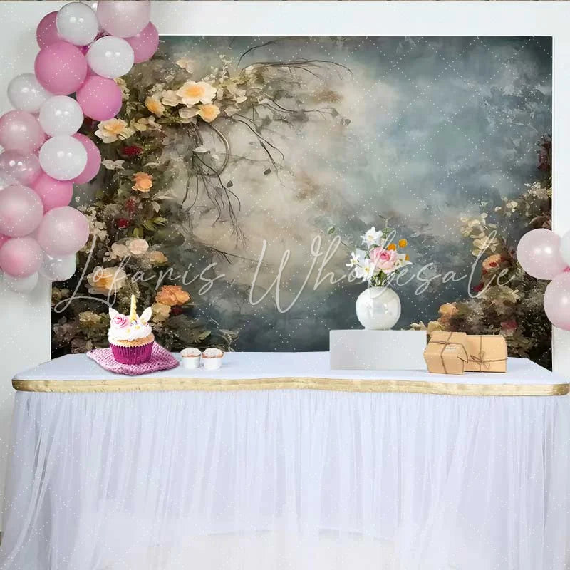 Lofaris Fine Art Hazy Floral Oil Painting Backdrop Impressionist Climbing Roses Studio Background