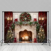 Lofaris Fireplace Scene Garland Trees Candles Gifts Backdrop