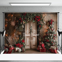 Lofaris Floral Decorated Door Christmas Tree Gift Backdrop