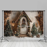 Lofaris Forest Cabin Trees Winter Christmas Scene Photo Backdrop