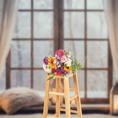 Lofaris Forest Candlelgiht Warm Window Christmas Backdrop