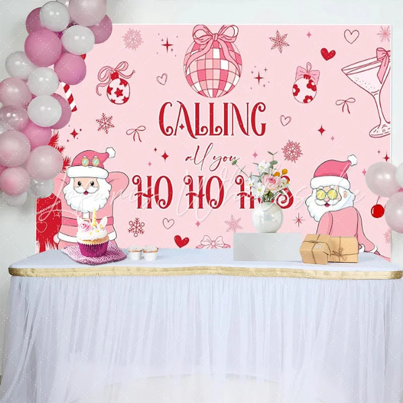 Lofaris Funny Pink Christmas Backdrop Cute Santa Claus Party Photography Background