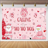 Lofaris Funny Pink Christmas Backdrop Cute Santa Claus Party Photography Background