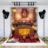 Lofaris Garland Halo Fireplace Christmas Photo Backdrop