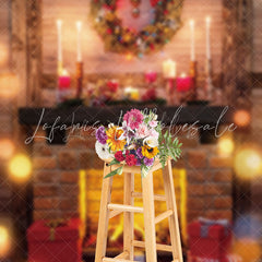 Lofaris Garland Halo Fireplace Christmas Photo Backdrop