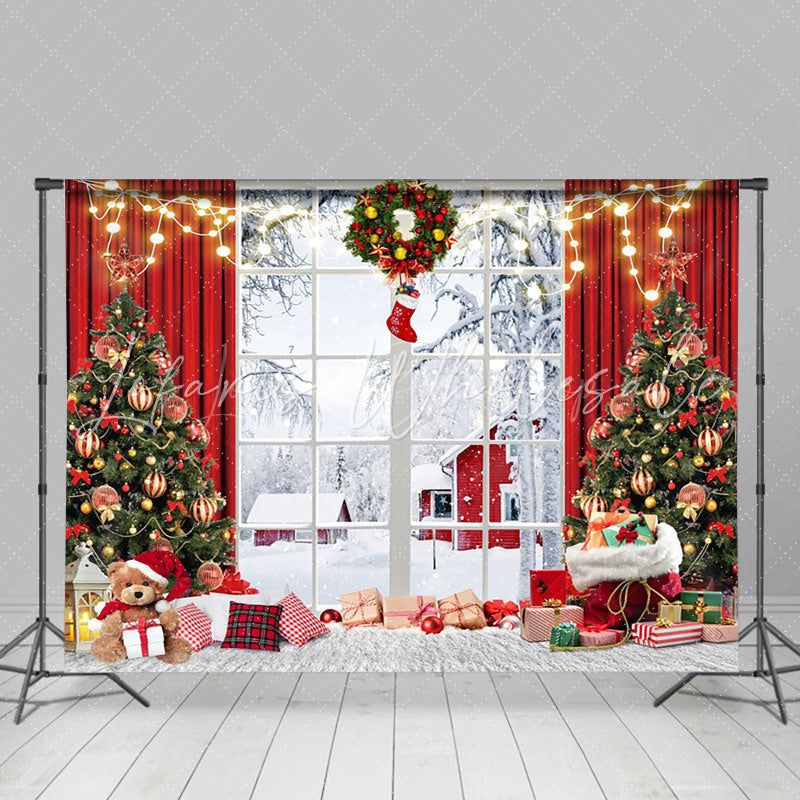 Lofaris Gifts Natural Winter Scene Window Christmas Backdrop