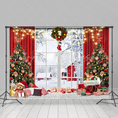 Lofaris Gifts Natural Winter Scene Window Christmas Backdrop