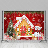 Lofaris Gingerbread House Snowflake Red Christmas Backdrop