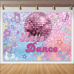 Lofaris Glitter Pink Disco Dance Photography Backdrop with Neon Music Notes Vibrant Party Background for Studio Photoshoot and Event Decor