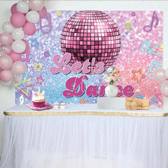 Lofaris Glitter Pink Disco Dance Photography Backdrop with Neon Music Notes Vibrant Party Background for Studio Photoshoot and Event Decor