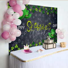 Lofaris Glitter St. Patrick Day Green Hat and Shamrock Backdrop Night Bokeh Party Decor