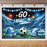 Lofaris Go Team Football Stadium Photography Backdrop with Blue and White Celebration Decor Sports Event Background for Party