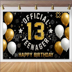 Lofaris Gold and White Gaming 13th Birthday Backdrop Official Teenager 13 Milestone Party Decoration