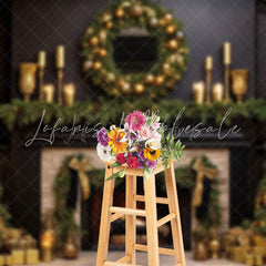 Lofaris Gold Decor Warm Fireplace Black Christmas Backdrop