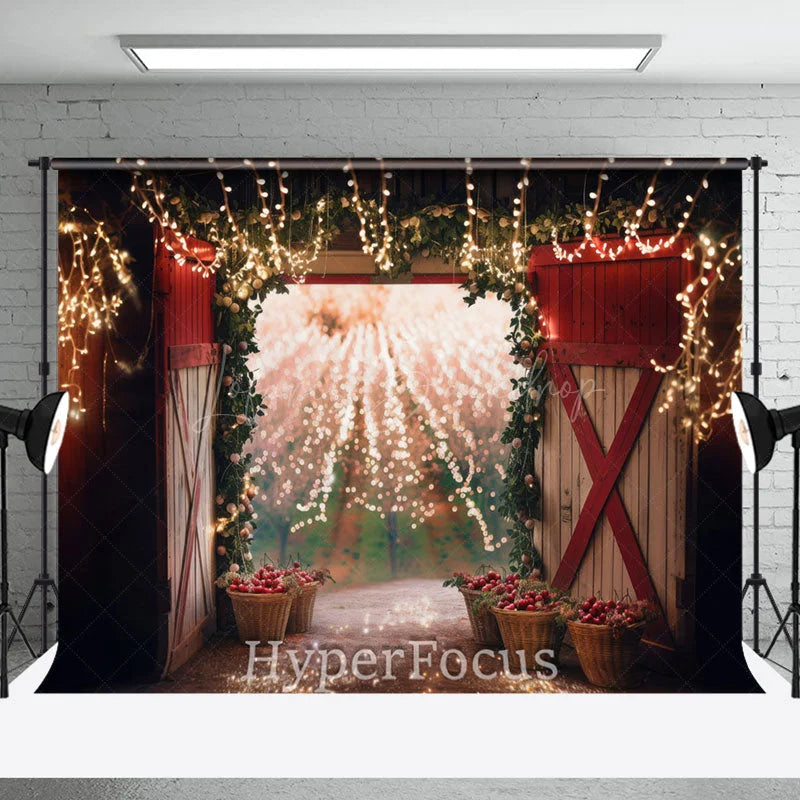 Lofaris Gold Light Sparkle Open Barn Door Christmas Backdrop