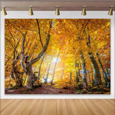 Lofaris Golden Autumn Forest Photography Backdrop with Vibrant Leaves Natural Fall Landscape Background for Studio Portrait