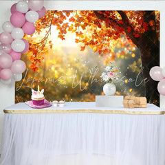Lofaris Golden Autumn Photography Backdrop with Falling Leaves Natural Forest Background for Professional Studio Photoshoots and Events