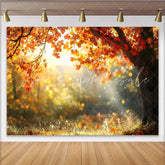Lofaris Golden Autumn Photography Backdrop with Falling Leaves Natural Forest Background for Professional Studio Photoshoots and Events