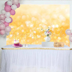 Lofaris Golden Bokeh Light Backdrop Yellow Sparkle Circles Festive Photography Background