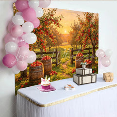 Lofaris Golden Sunset Autumn Apple Orchard Photography Backdrop Rustic Farm Harvest Season Background for Studio Photoshoot