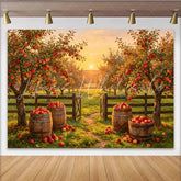Lofaris Golden Sunset Autumn Apple Orchard Photography Backdrop Rustic Farm Harvest Season Background for Studio Photoshoot
