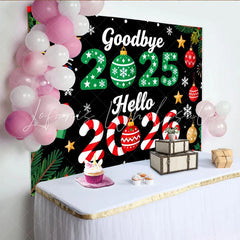 Lofaris Goodbye 2025 Hello 2026 New Year and Christmas Party Backdrop Festive Winter Holiday Decor