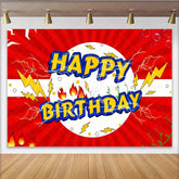 Lofaris Gotta Catch ’Em All Birthday Backdrop Pok¨¦mon Inspired Comic Art with Lightning Anime Video Game Party Decor
