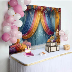 Lofaris Grand Floral Stage Backdrop Ornate Pillars and Lanterns Royal Wedding Party Banner