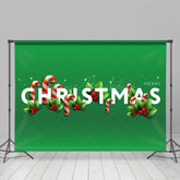 Lofaris Green Candy Cane Leaves Fruit Christmas Backdrop