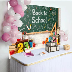 Lofaris Green Chalkboard Back to School Backdrop with Books and Apples Classroom Photography Background for Students